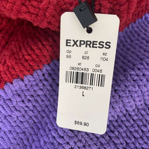 Express Stripe Mock Neck Chenille Sweater Size Large NWT - Picture 9 of 10
